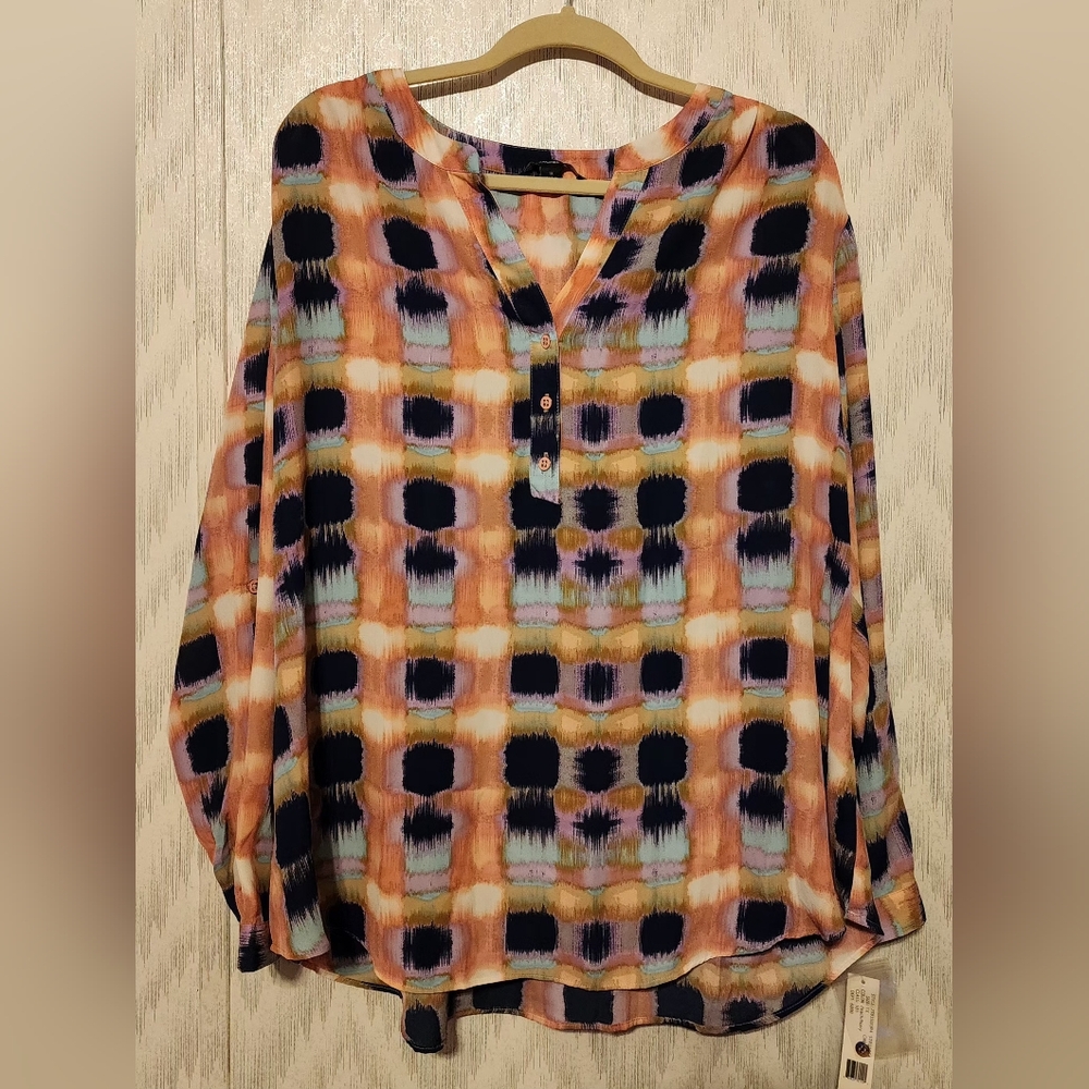 Zac & Rachel Woman Multicolor Blouse with Button Detail 1X NWT Polyester